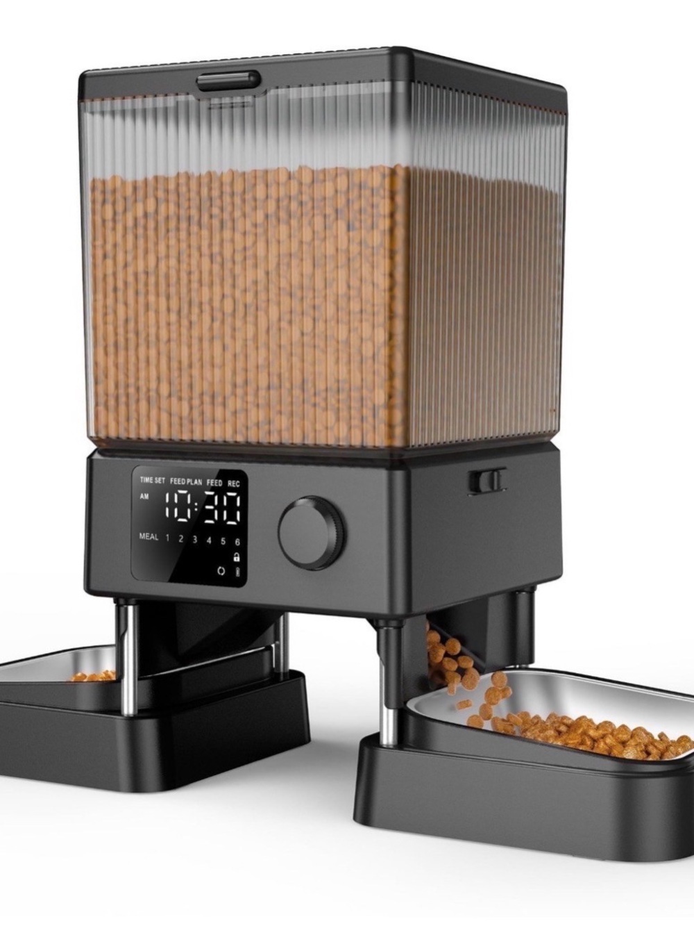 Oneisall Automatic Dual Pet Feeder with Dual Stainless Steel Bowls